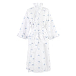 NANCY COTTON RUFFLE EMBROIDERED ROBE - Lenora