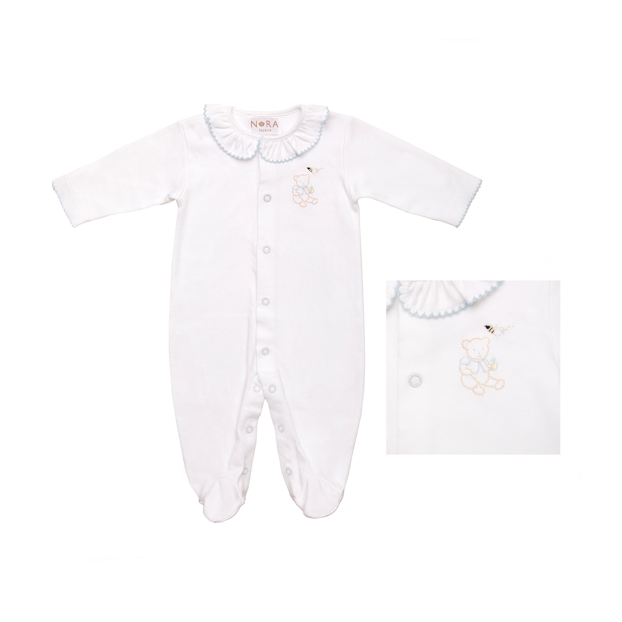 BABY TEDDY BEAR COTTON KNIT FOOTIE - Lenora