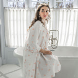 NANCY COTTON RUFFLE EMBROIDERED ROBE - Lenora