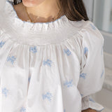 NANCY COTTON EMBROIDERED LONG SLEEVE NIGHTGOWN - Lenora