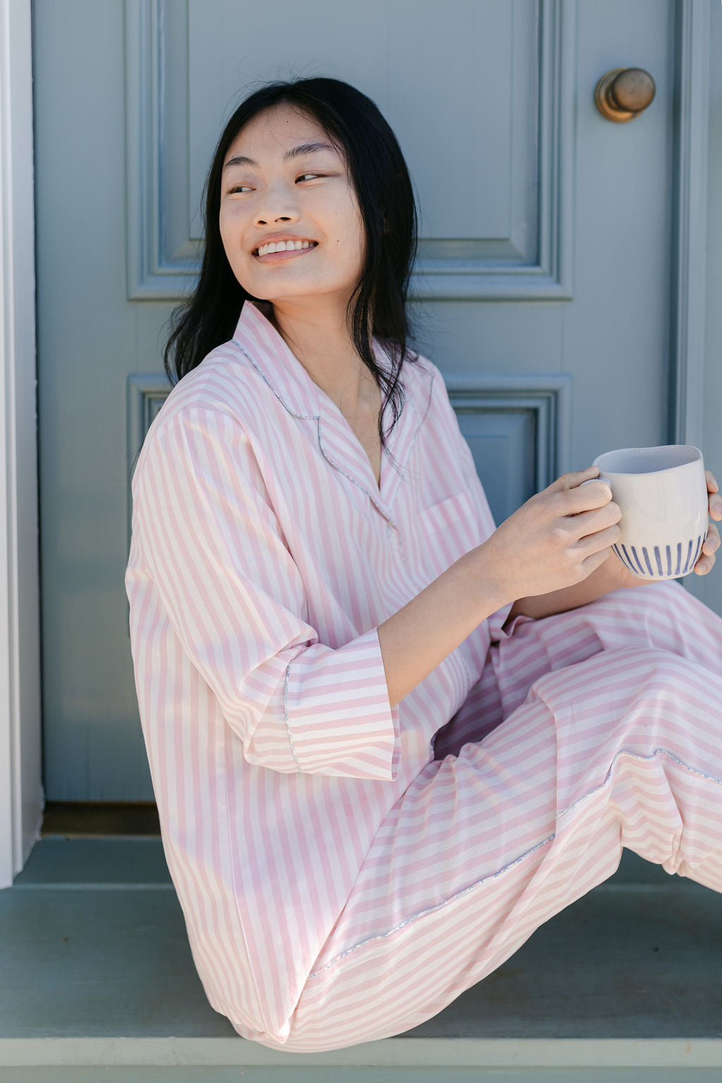 CLASSIC COTTON STRIPED CAPRI PAJAMAS - Lenora