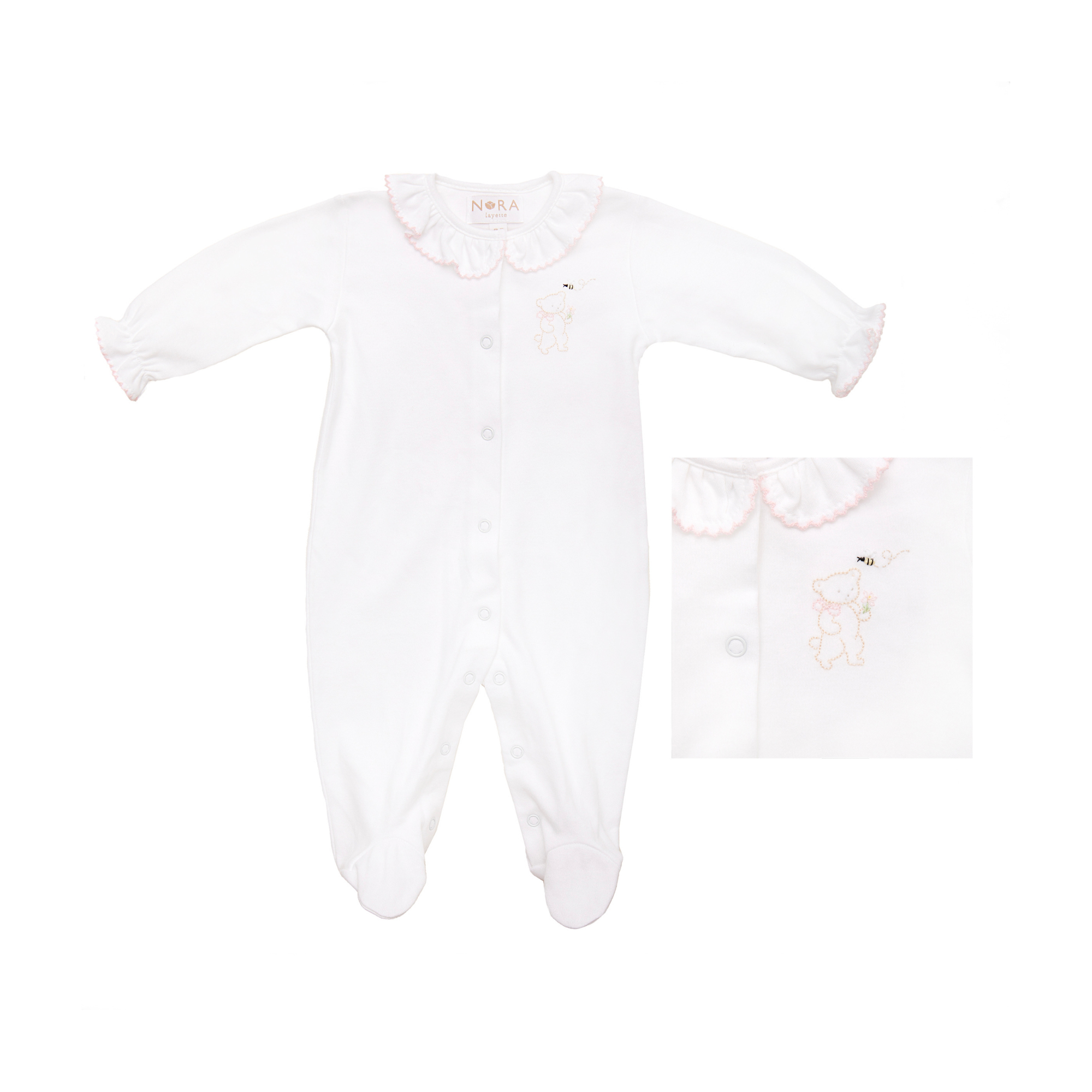 BABY TEDDY BEAR COTTON KNIT FOOTIE - Lenora