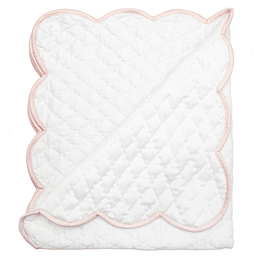 HAND QUILTED SATIN BABY BLANKET - Lenora