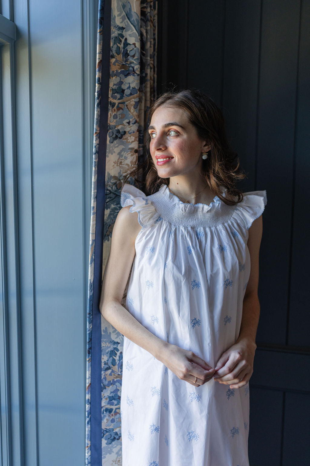 NANCY COTTON EMBROIDERED NIGHTGOWN - Lenora