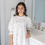 NANCY COTTON EMBROIDERED LONG SLEEVE NIGHTGOWN - Lenora