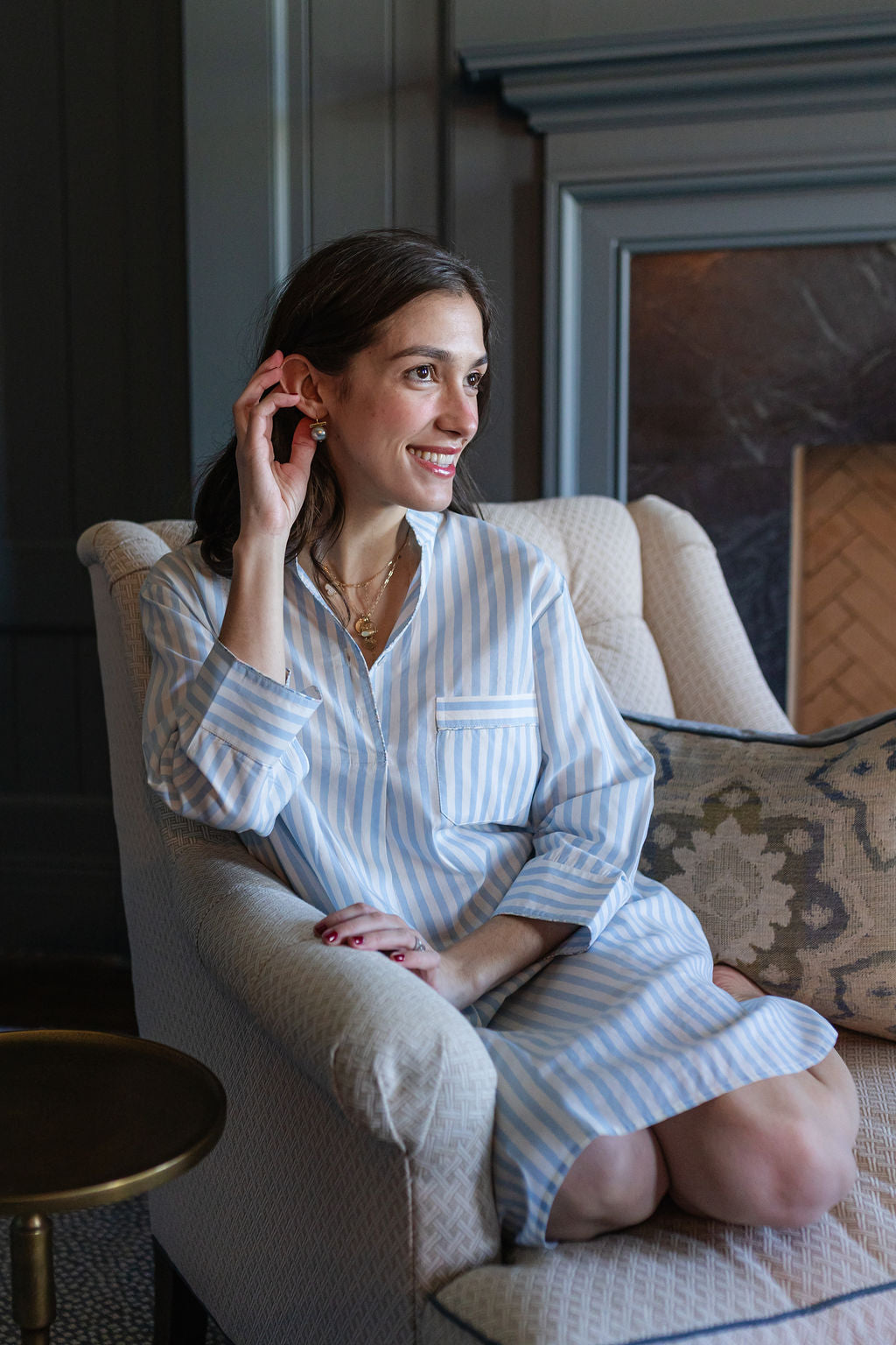 CLASSIC COTTON STRIPED NIGHTSHIRT - Lenora
