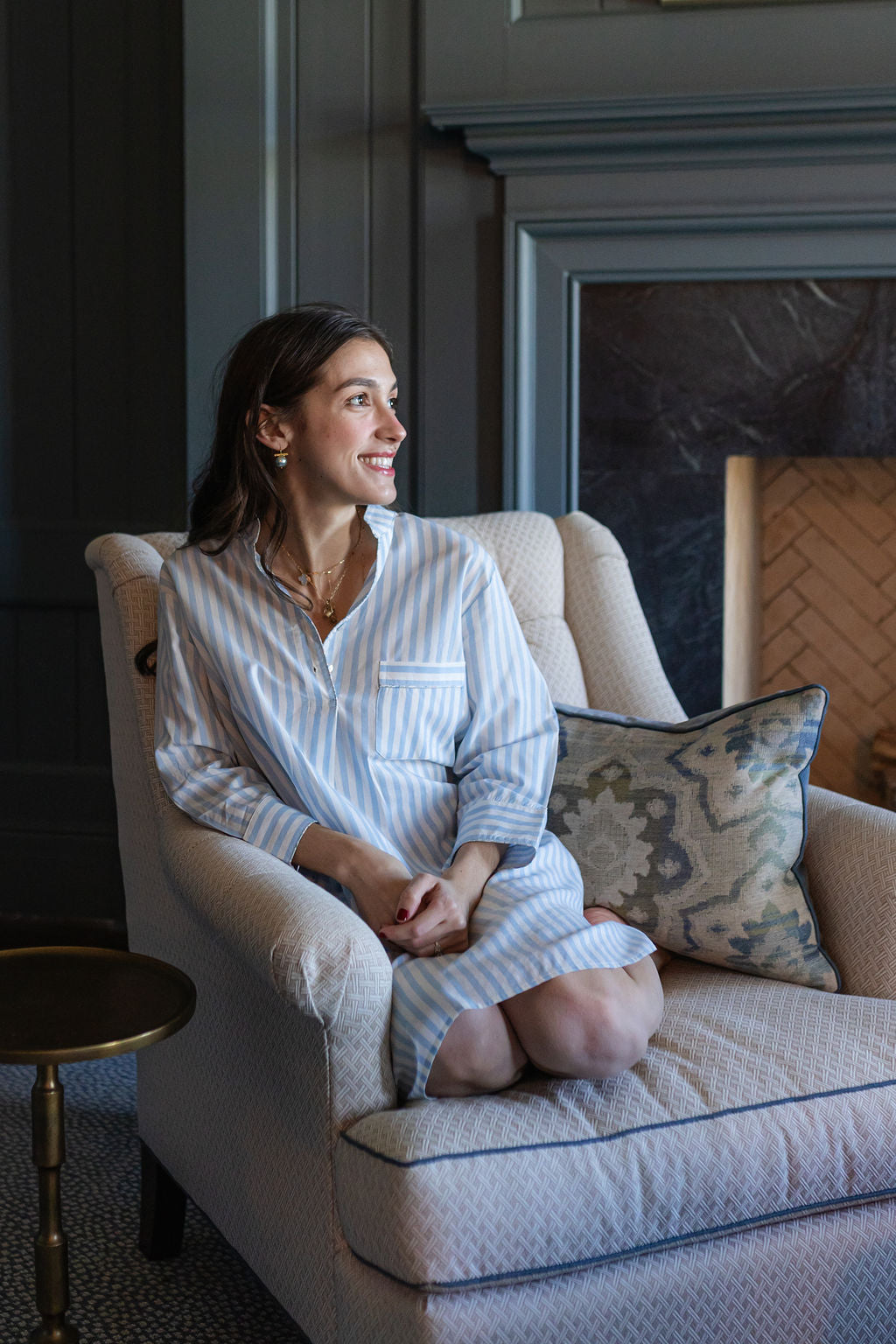 CLASSIC COTTON STRIPED NIGHTSHIRT - Lenora