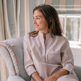 GINGHAM COTTON NIGHTSHIRT WITH RIC RAC TRIM - Lenora