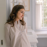 GINGHAM COTTON NIGHTSHIRT WITH RIC RAC TRIM - Lenora