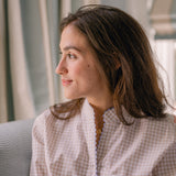 GINGHAM COTTON NIGHTSHIRT WITH RIC RAC TRIM - Lenora