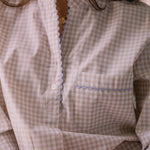 GINGHAM COTTON NIGHTSHIRT WITH RIC RAC TRIM - Lenora