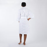 NANCY COTTON RUFFLE EMBROIDERED ROBE - Lenora