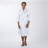NANCY COTTON RUFFLE EMBROIDERED ROBE - Lenora