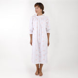 NANCY COTTON EMBROIDERED LONG SLEEVE NIGHTGOWN - Lenora