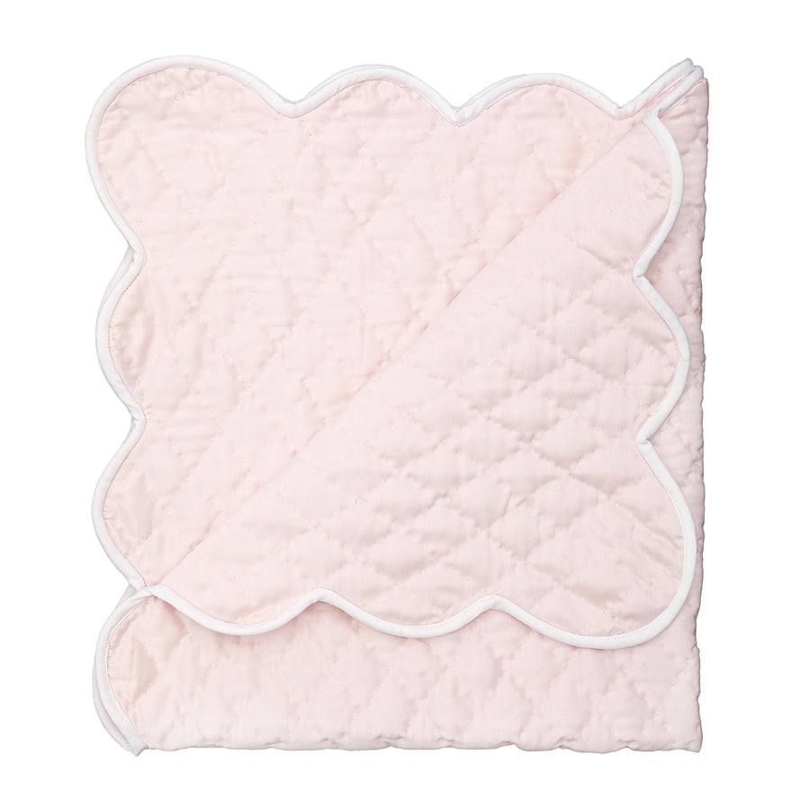 BABY HAND QUILTED SATIN BLANKET - Lenora