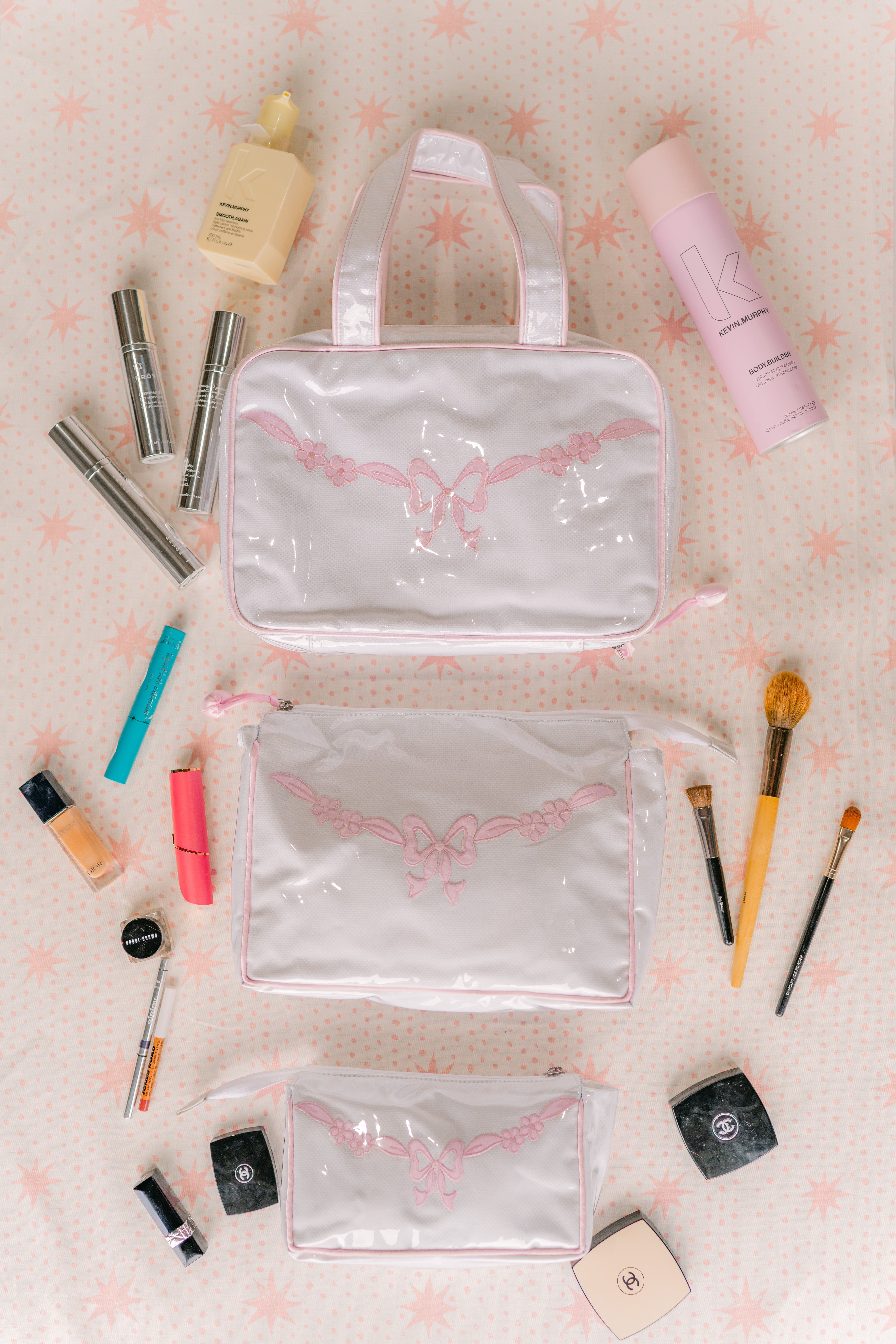 FLORAL BOW LARGE MAKEUP BAG - Lenora
