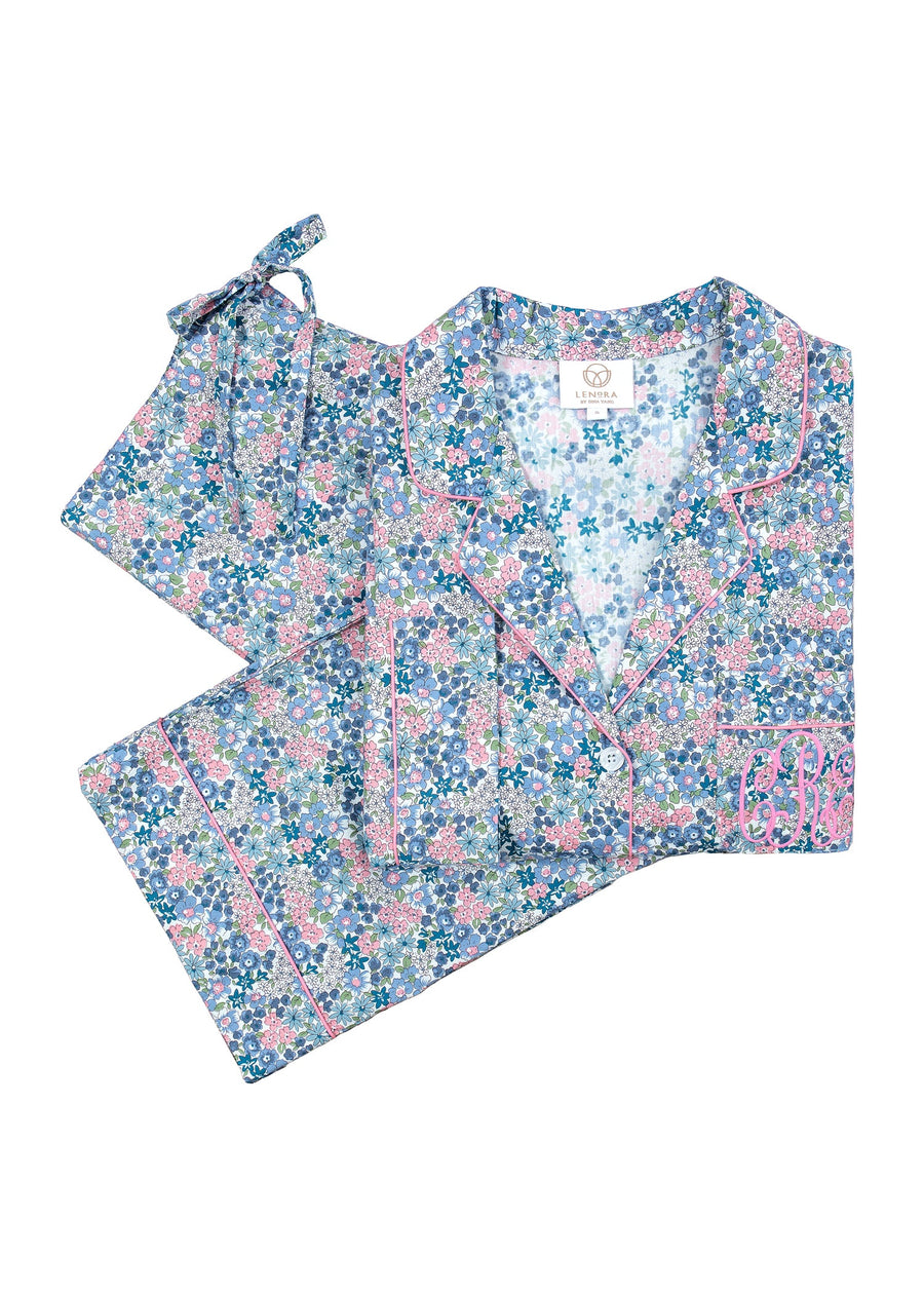 CLASSIC COTTON PAJAMAS IN BLUEBERRY FLORAL - Lenora