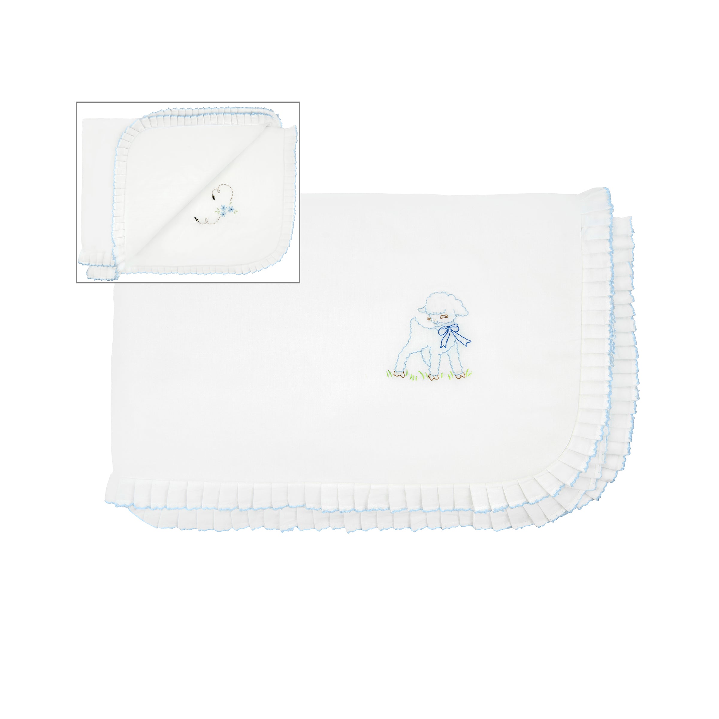 BABY LAMB & BEE COTTON STROLLER BLANKET - Lenora