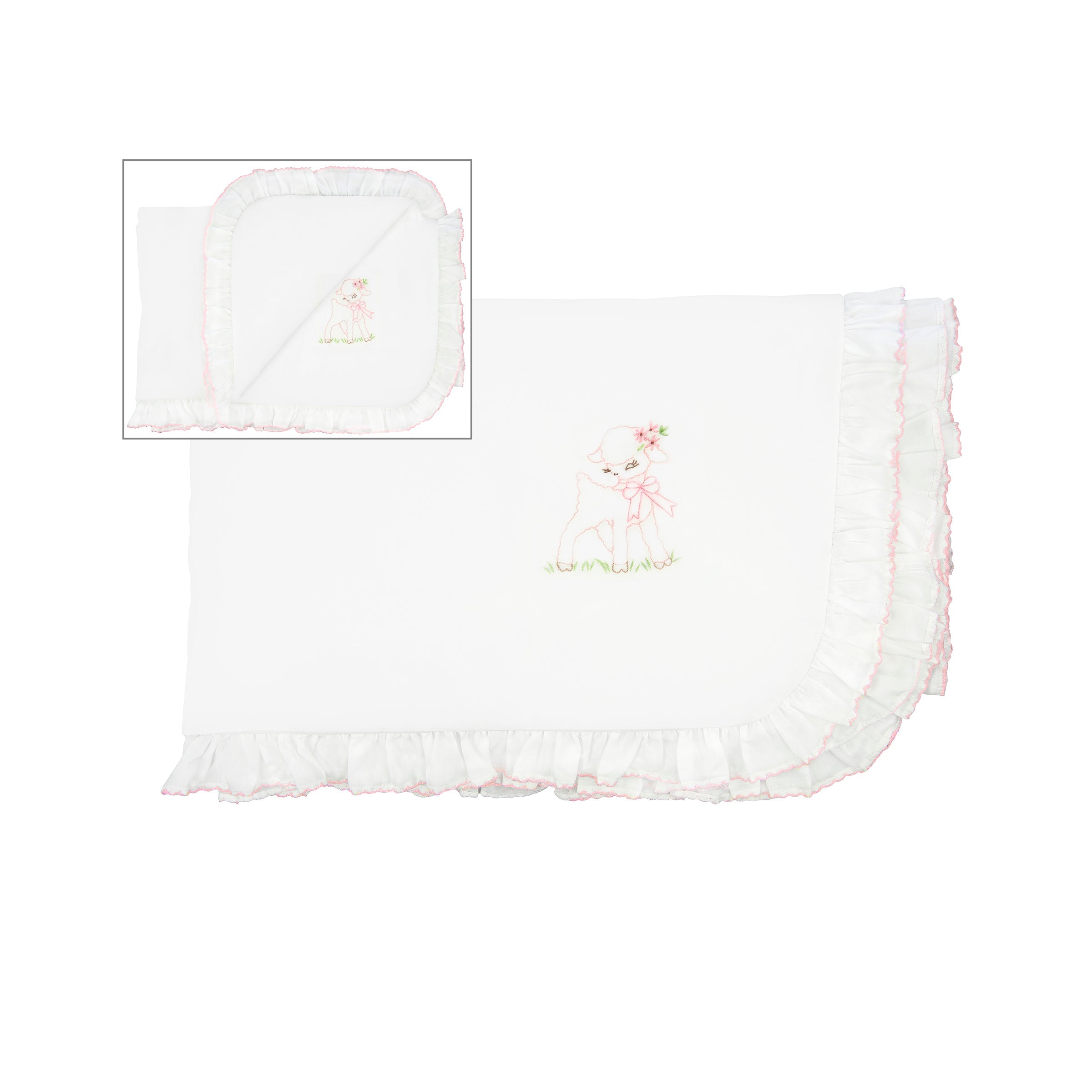 BABY LAMB & BEE COTTON STROLLER BLANKET - Lenora