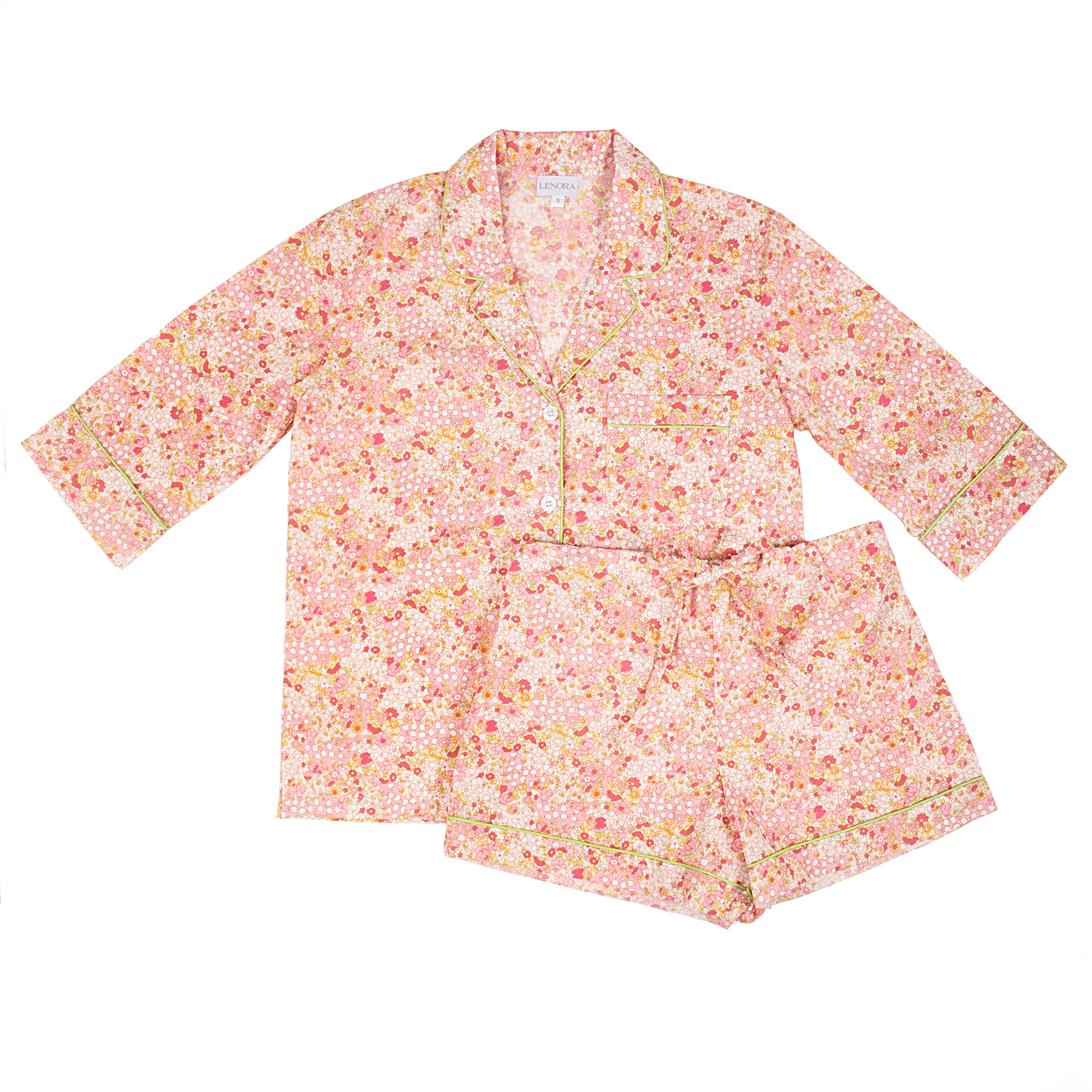 CLASSIC COTTON SHORT PAJAMAS IN PINK LIBERTY - Lenora