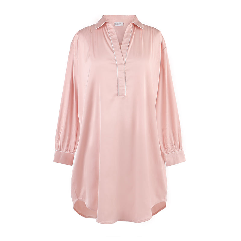 POP OVER CHLOE SATIN NIGHTSHIRT - Lenora