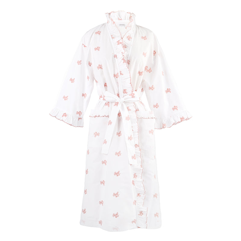 RUFFLE EMBROIDERED ROBE - Lenora