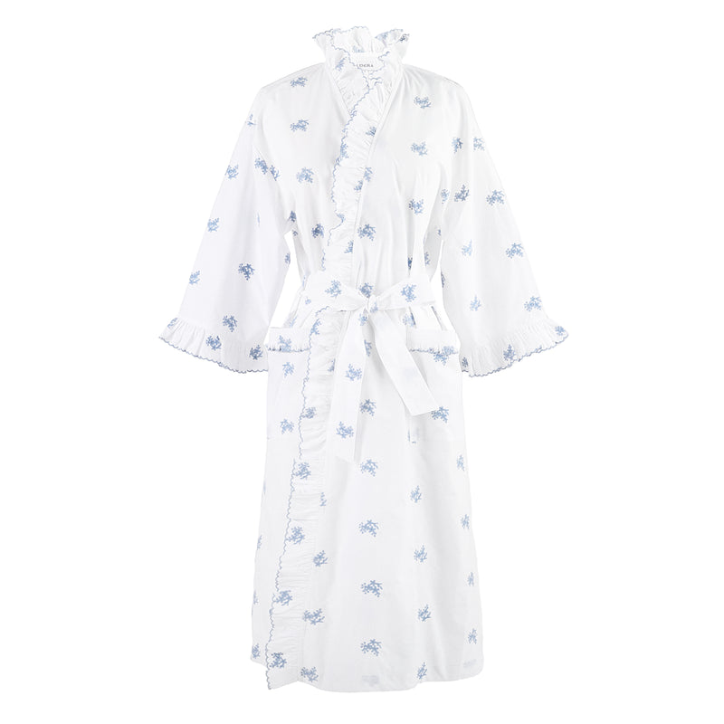 RUFFLE EMBROIDERED ROBE - Lenora