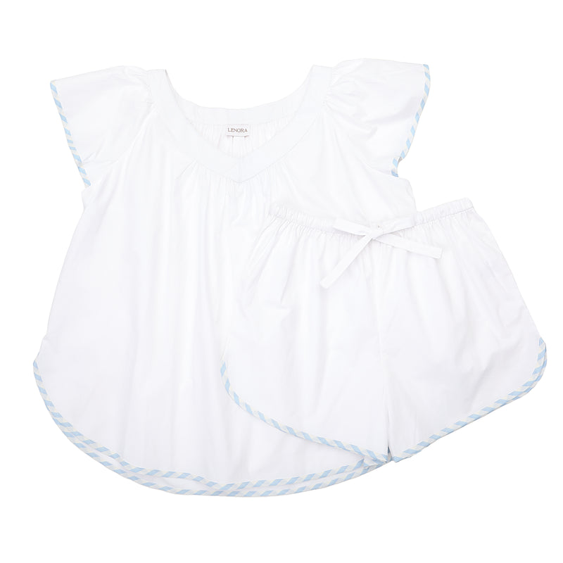 VANDY SCALLOPED COTTON SHORT PAJAMAS - Lenora