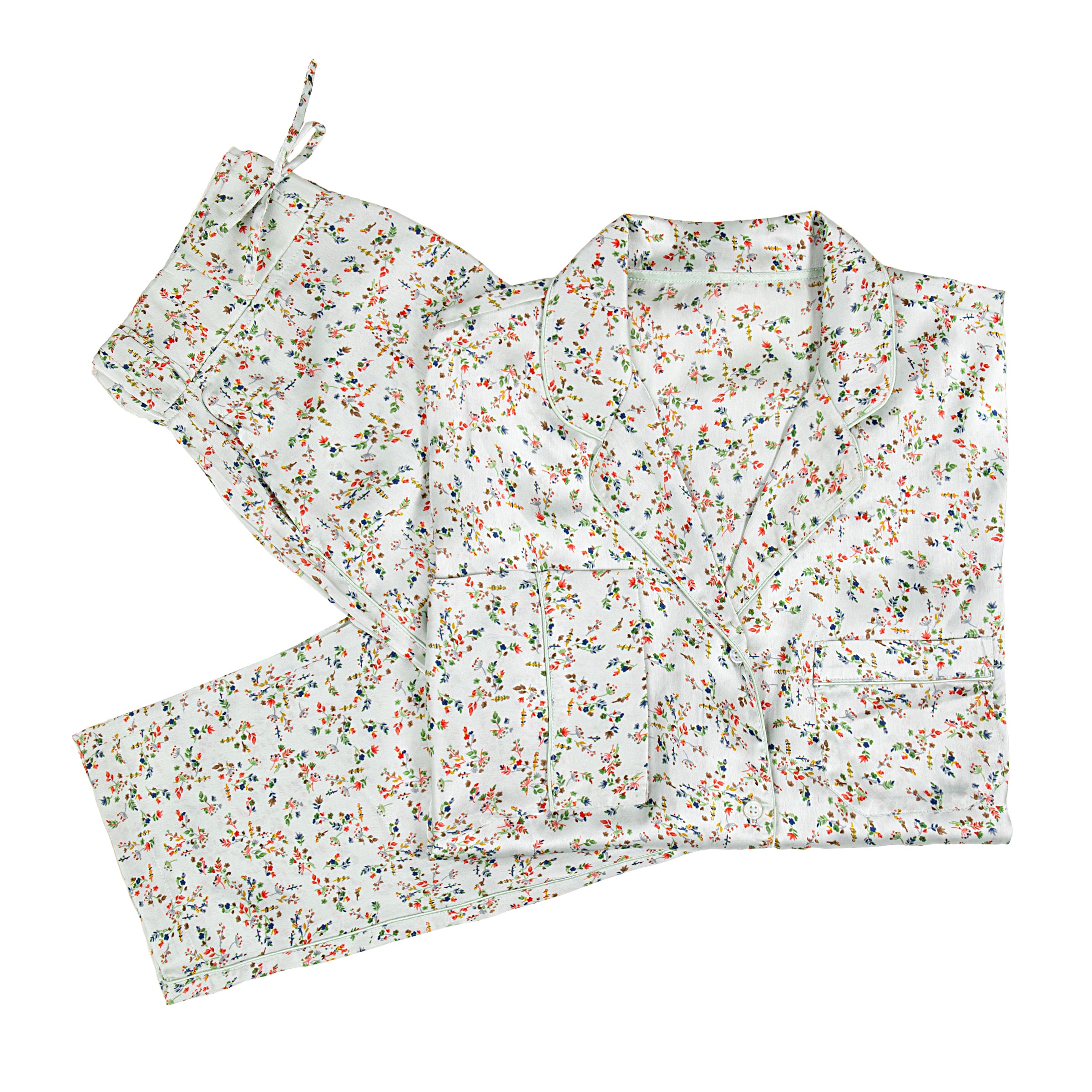 BIRDIE SATIN LONG FLORAL PAJAMAS - Lenora