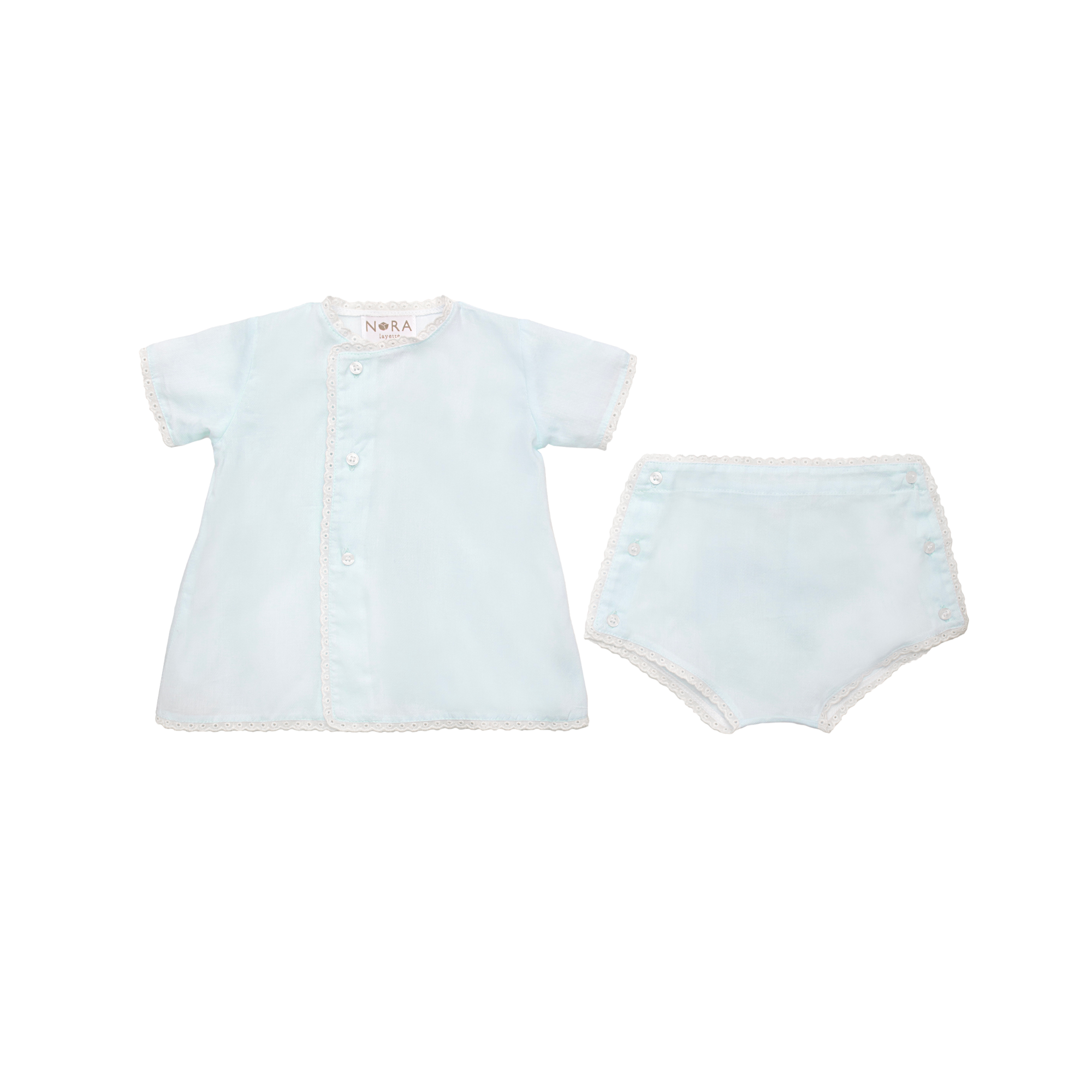 BABY EYELET COTTON DIAPER SET - Lenora