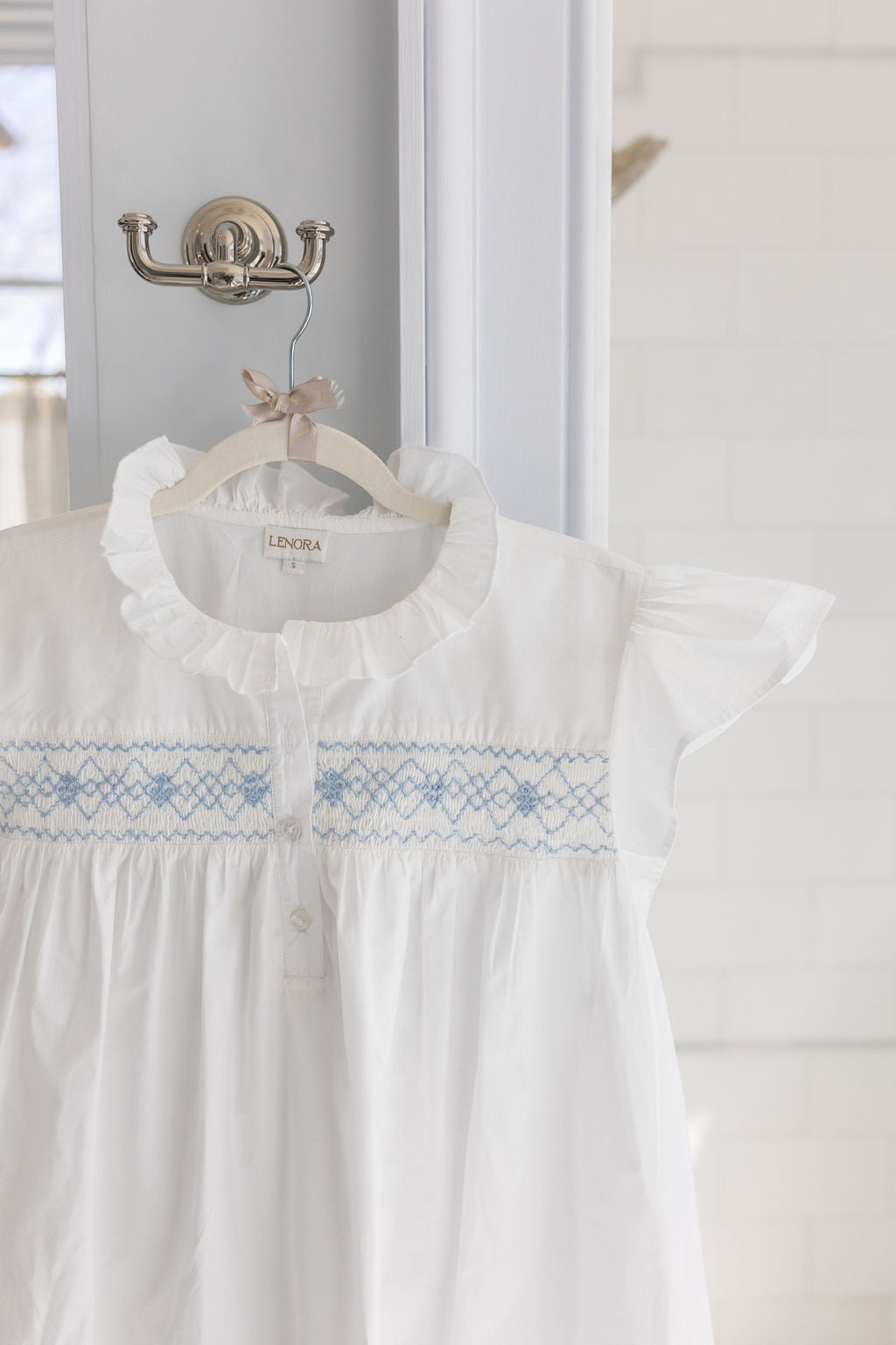 EMILY COTTON SMOCKED NIGHTGOWN - Lenora