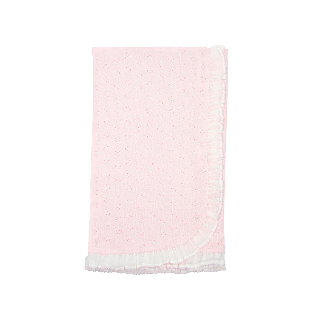 BABY POINTELLE HEART COTTON KNIT BLANKET - Lenora