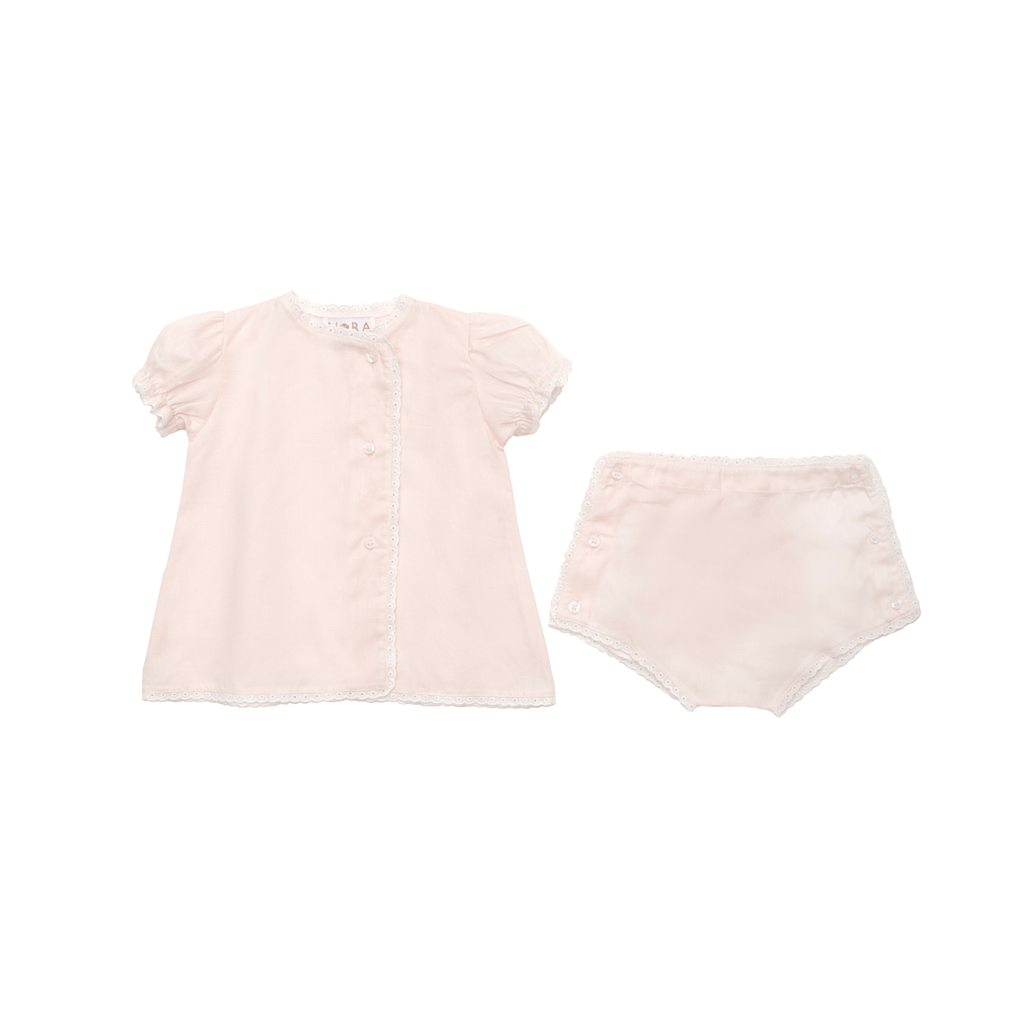BABY EYELET COTTON DIAPER SET - Lenora