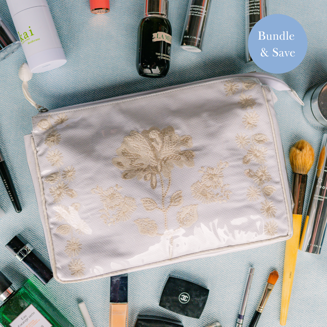Peony Train Case Bundle in Ivory - Lenora