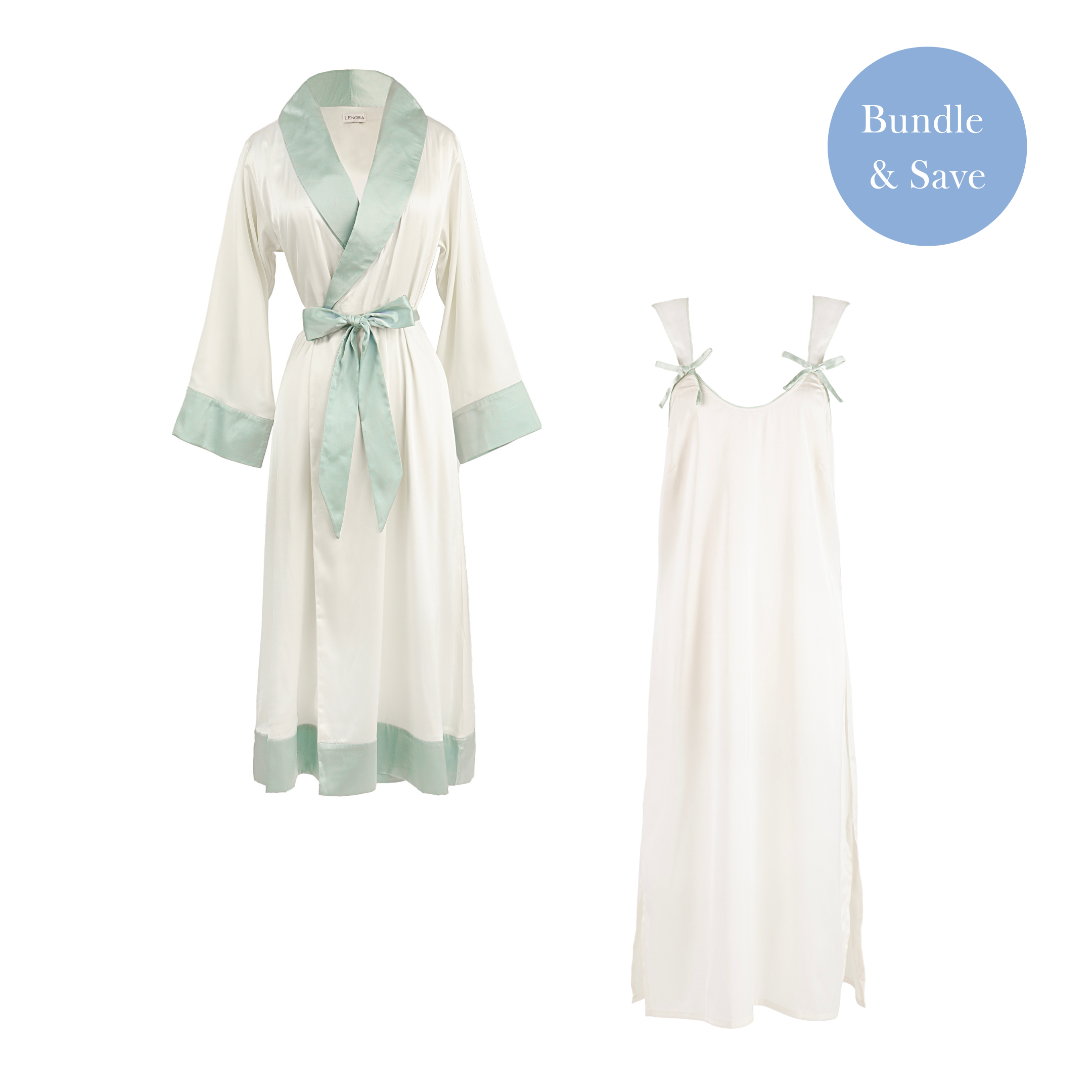 BIRDIE SATIN NIGHTGOWN & ROBE BUNDLE - Lenora