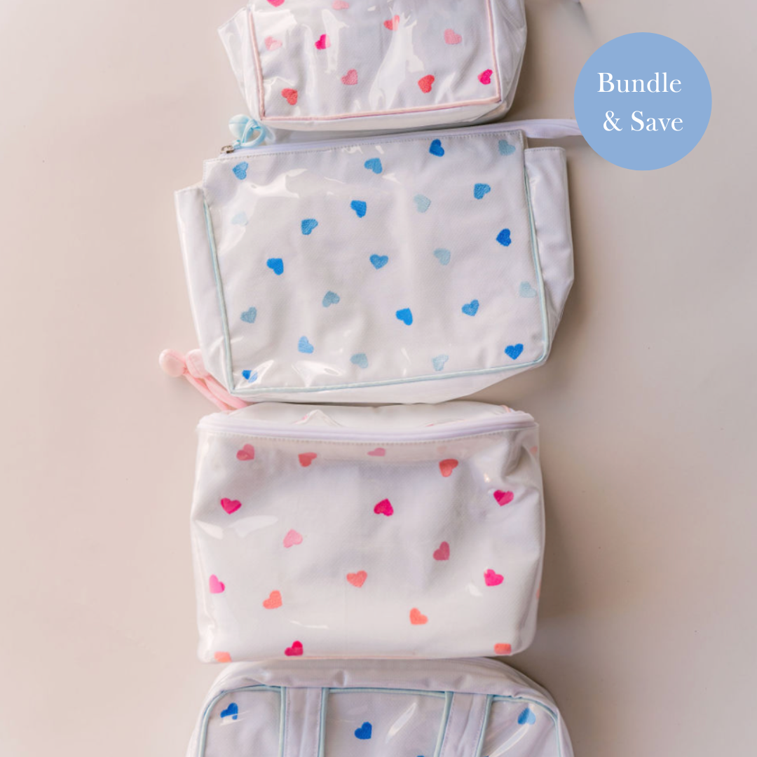 Josie Heart Train case Bundle in Blue - Lenora