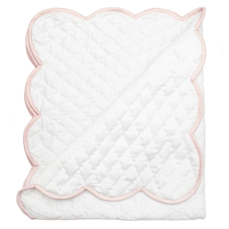 BABY HAND QUILTED SATIN BLANKET - Lenora