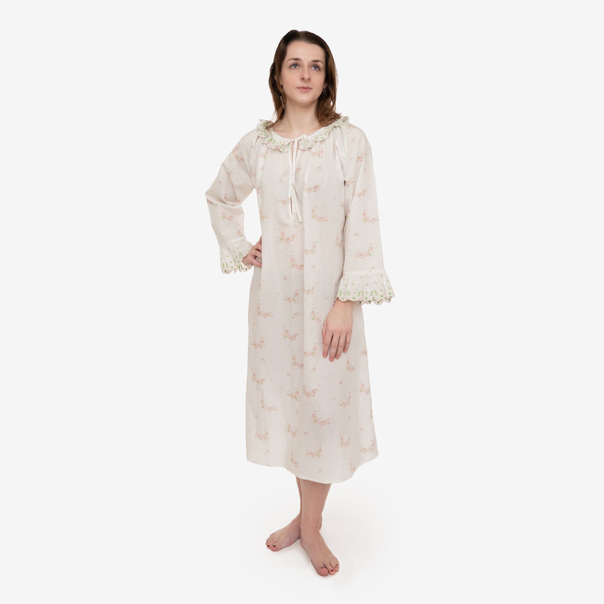 LUCY RUFFLE LONG SLEEVE NIGHTGOWN - Lenora