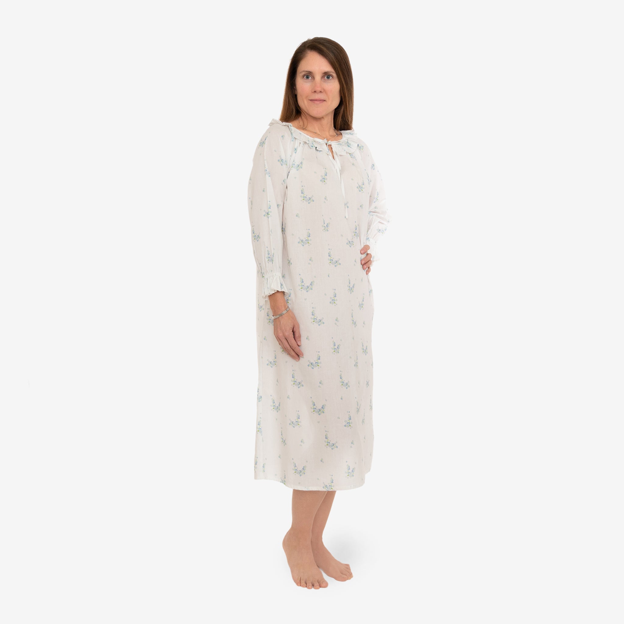 LUCY RUFFLE LONG SLEEVE NIGHTGOWN - Lenora