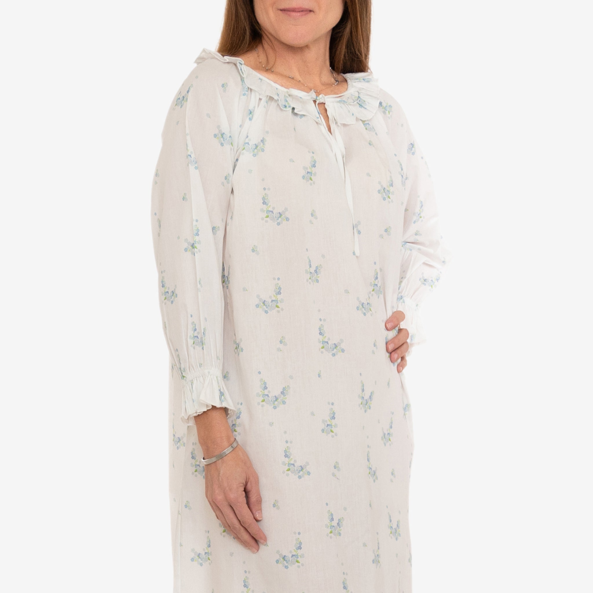 LUCY RUFFLE LONG SLEEVE NIGHTGOWN - Lenora