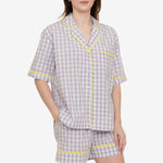 CLASSIC GINGHAM CHECK SHORT PAJAMAS W/ RIC RAK TRIM - Lenora