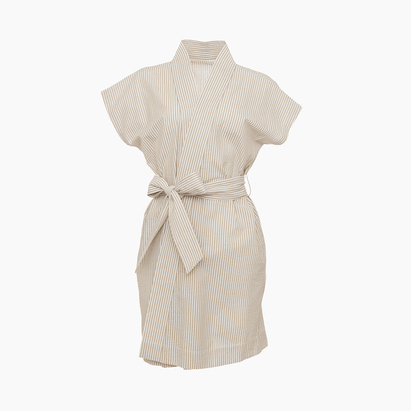 SEERSUCKER SHORT ROBE - Lenora