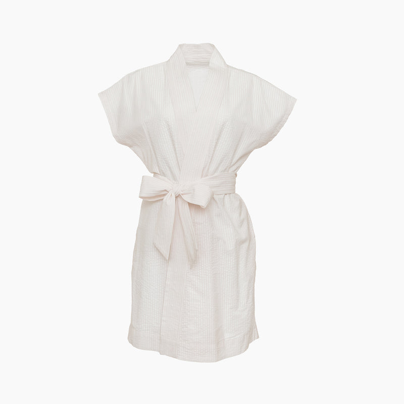 SEERSUCKER SHORT ROBE - Lenora