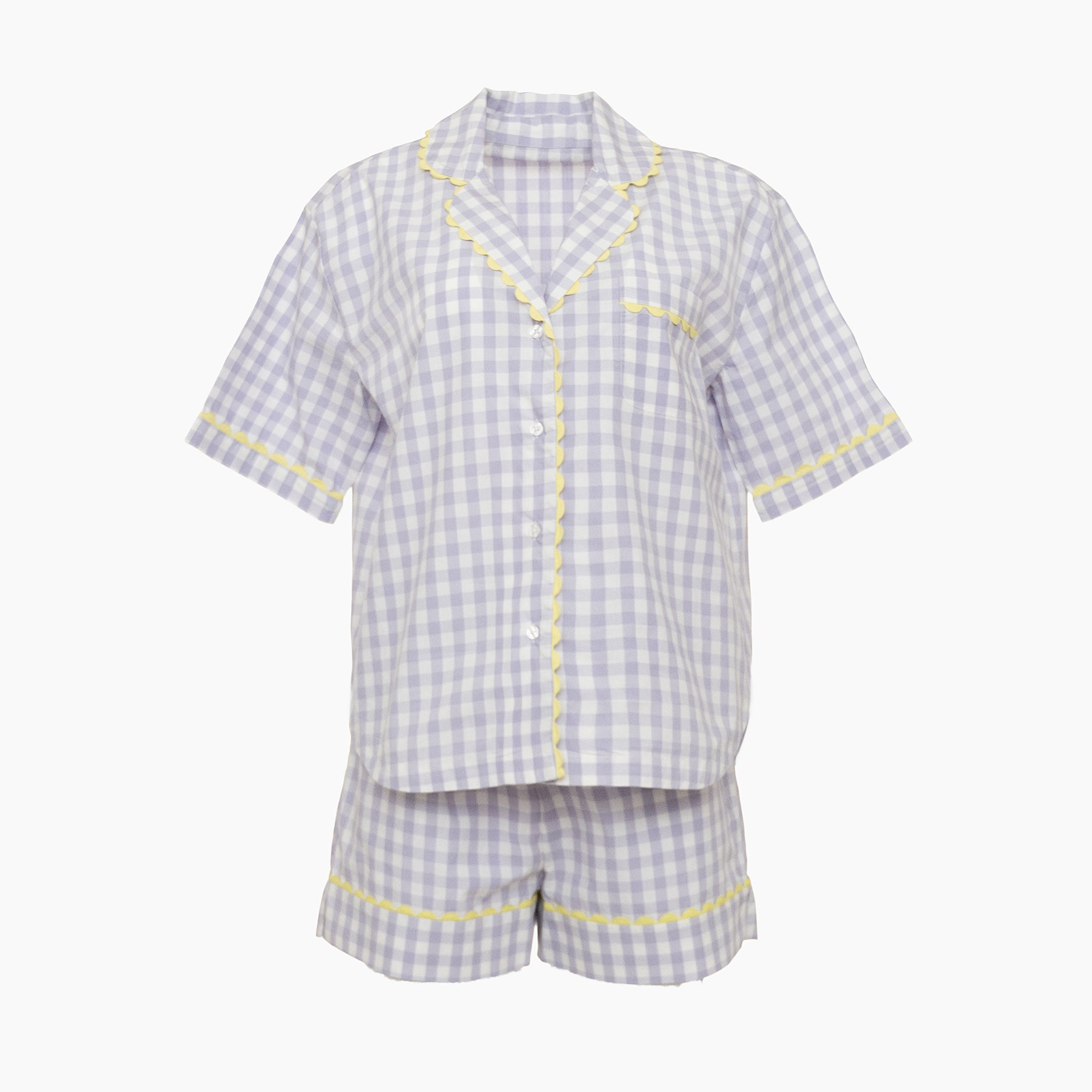 CLASSIC GINGHAM CHECK SHORT PAJAMAS W/ RIC RAK TRIM - Lenora