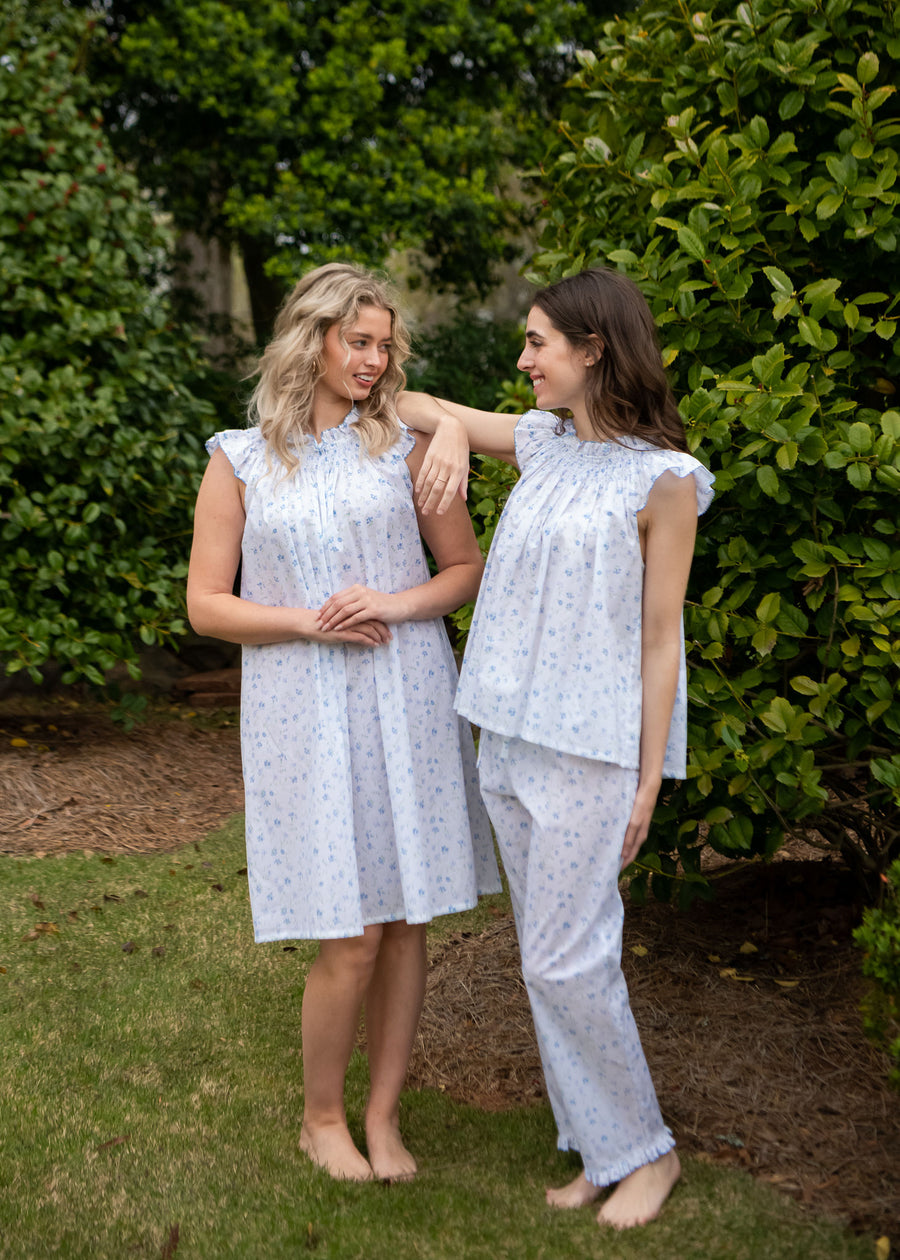 Katy Long Pajama in Bluebell Floral - Lenora