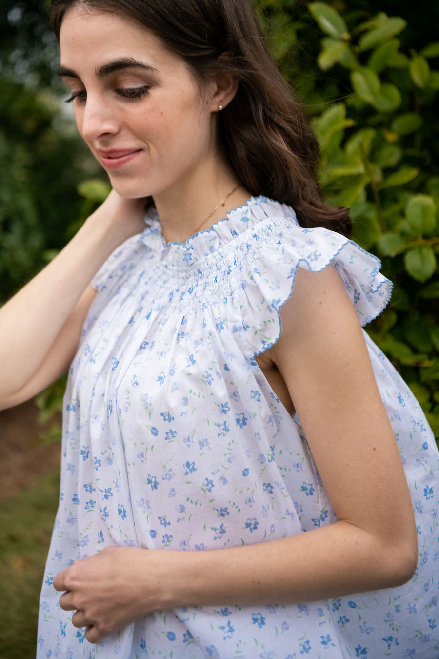 Katy Long Pajama in Bluebell Floral - Lenora