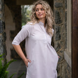 GINGHAM COTTON NIGHTSHIRT WITH RIC RAC TRIM - Lenora