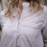 GINGHAM COTTON NIGHTSHIRT WITH RIC RAC TRIM - Lenora