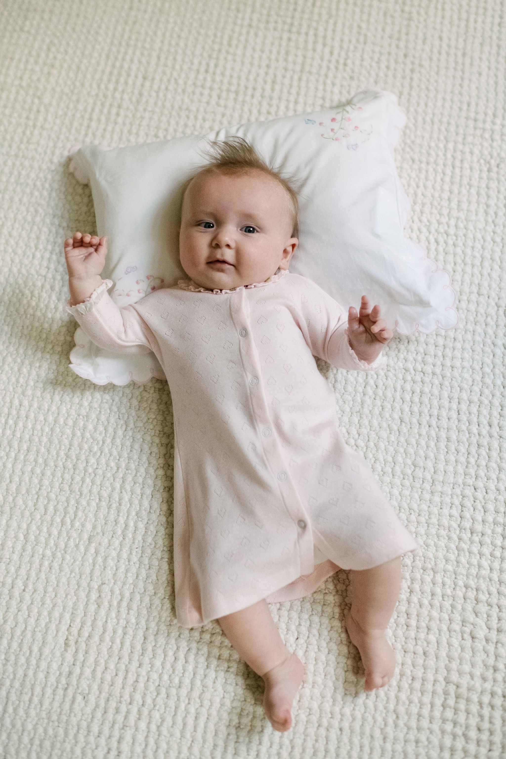 BABY POINTELLE HEART COTTON KNIT DAYGOWN - Lenora