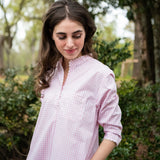 GINGHAM COTTON NIGHTSHIRT WITH RIC RAC TRIM - Lenora